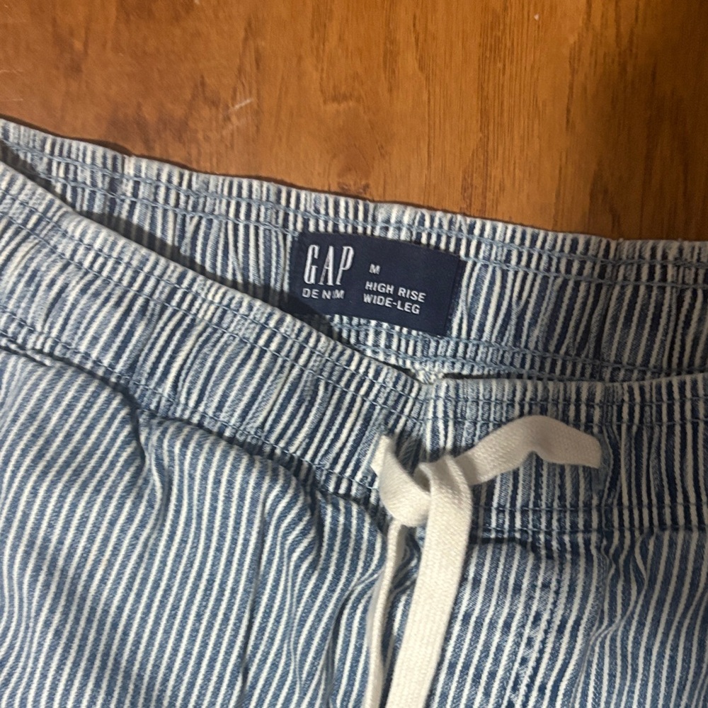 GAP Blue and White Striped High-Rise Pants